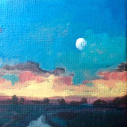 New moon over fields