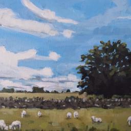 painting of a flock of sheep