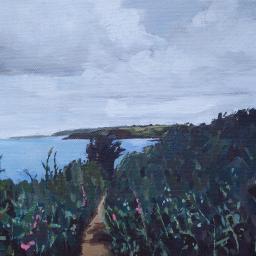 painting of coastal path and cliff side
