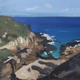 painting of sunny beach cove