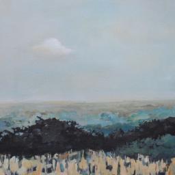 Abstract landscape of grass and trees